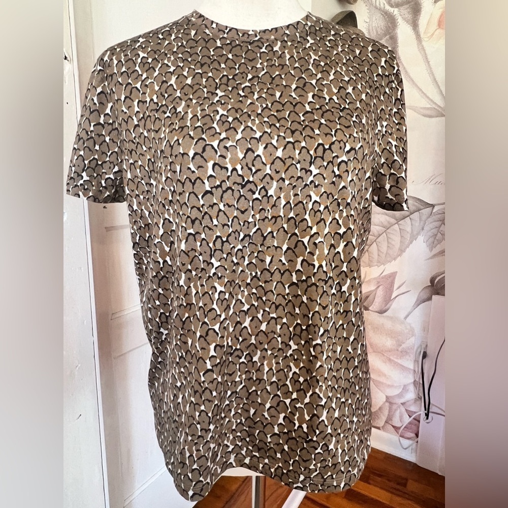 MONCLER ANIMAL PRINT MAGLIA TEE SZ M BLACK BROWN AUTHENTIC COTTON UNISEX